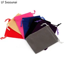 LF Sxsounai 10pcs/lot 12x19cm Coloful Velvet Pouches Jewelry Packaging Display Drawstring Packing Gift Storage Bags& Pouchs