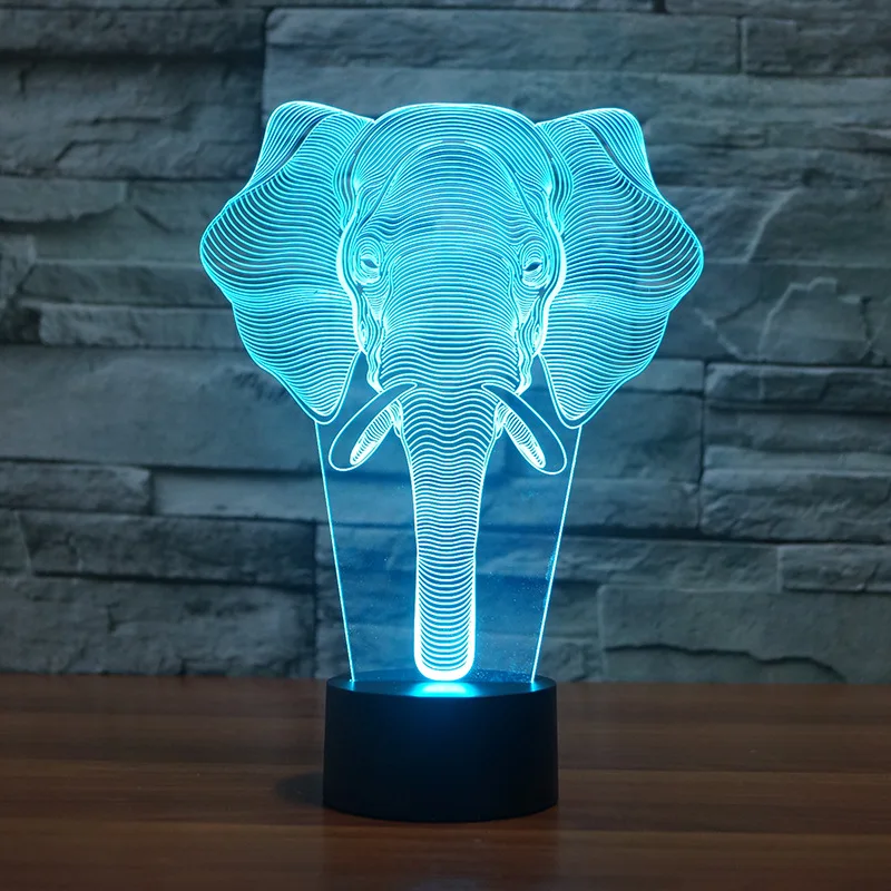 Слон Мода красочные окружающие 3d Настольная лампа Крытый Led для спальни