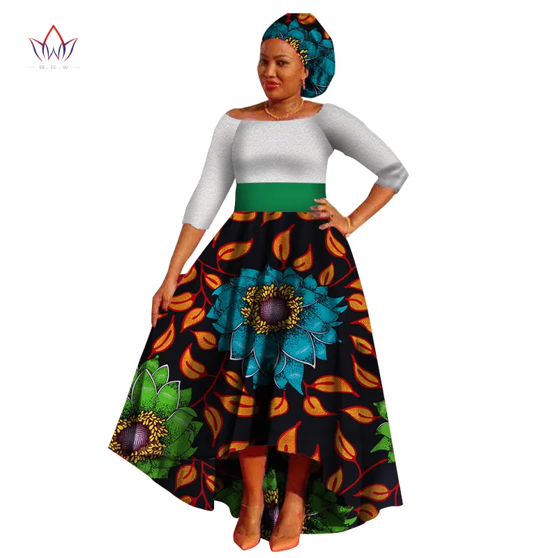 Африканские платья для женщин Дашики кружева+ хлопчатобумажная ткань с принтом африканская одежда Базен плюс размер длинное платье для леди WY732 - Цвет: 11