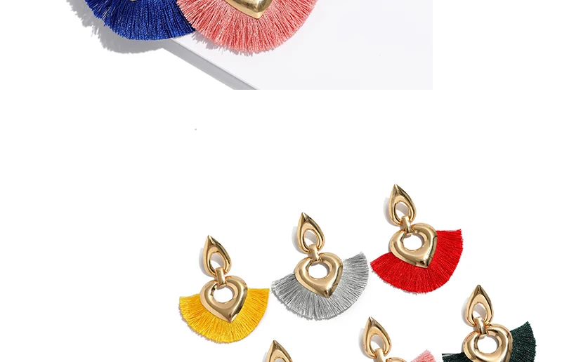 Statement Tassel Earrings for Women Wedding Dangle Drop Earrings Female Orange Boho Heart Fringe Earings Fashion Jewelry  (2)