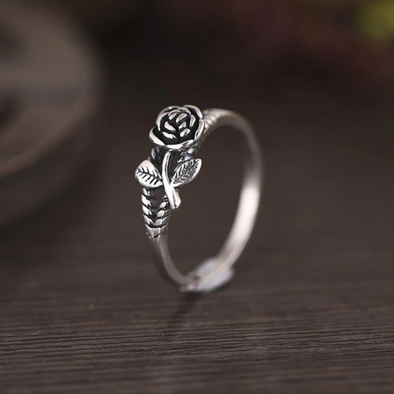 

New Musical Note Rose Flower Retro Ring Women Hollow Out Temperament Unique Cute Rings For Lovers
