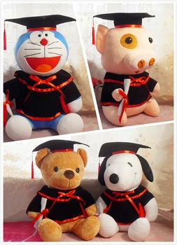 

Hot High Quality Adorable Graduation Sit Hight 20cm Bear Dog Rabbit Doraemon Kids Plush Toy Soft Stuffed Animals Gift for Friend