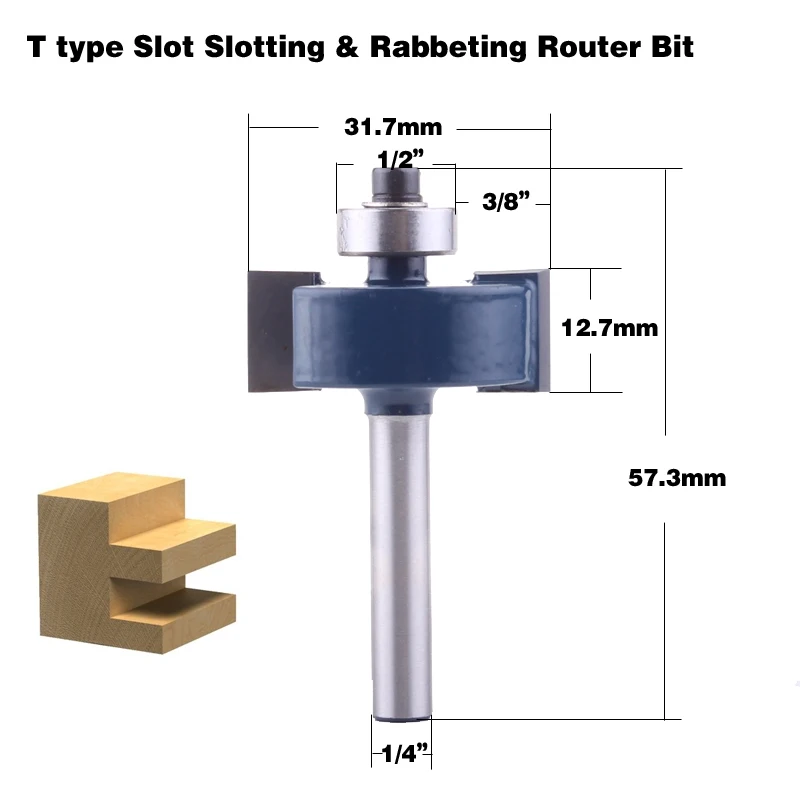 1 шт. 1/4 "хвостовик T тип подшипники дерево измельчители промышленного класса Rabbeting бит деревообработка инструмент фрезы для дерева