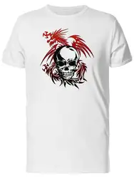 Гранж готический череп и Дракон Мужская футболка-изображение от QFT-рубашка