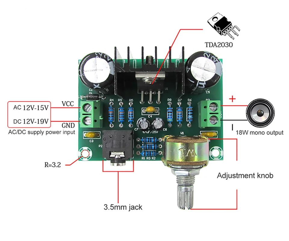 AIYIMA TDA2030A аудио усилитель доска 18 Вт класс AB моно усилитель плата DC/AC12V DIY звуковая система Динамик домашний кинотеатр