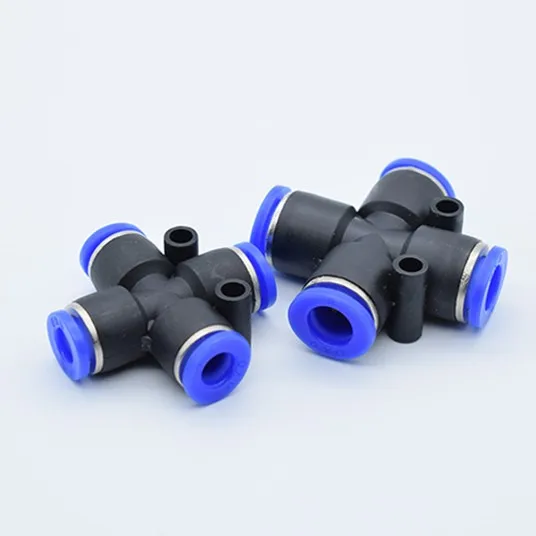 

ID 4/6/8/10/12mm Pneumatic Quick Quick Plugging Joint, Four Sides, Four Holes, Cross Four Links, Black Plastic