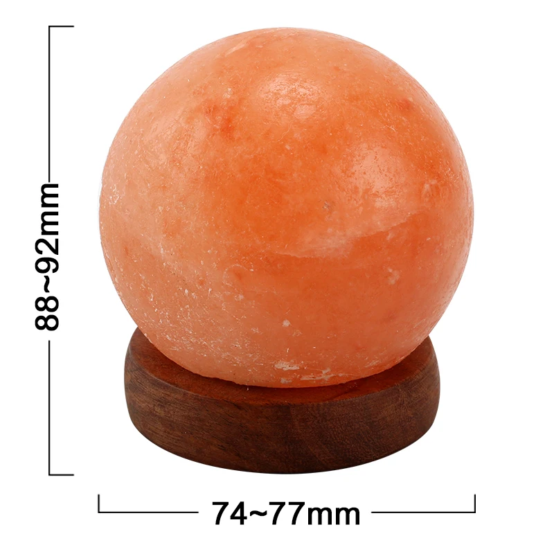  Round Hand Carved Desk Light USB Himalayan Crystal Rock Salt Lamp Wooden Base Colorful Air Purifier - 32911139036