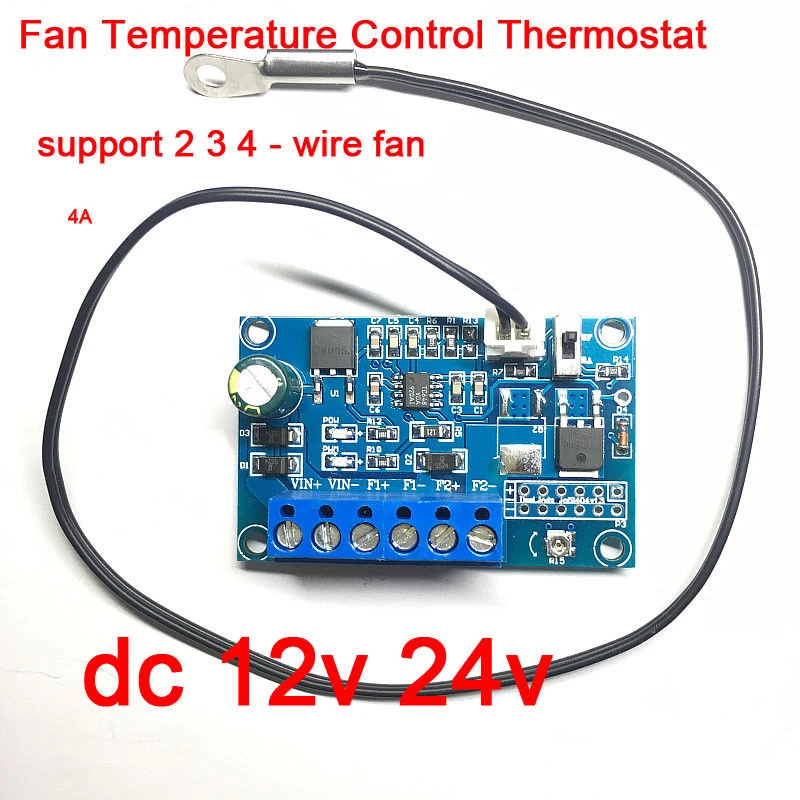 Fan Speed Controller DC 12V 4 Adjustable Channel Heat Reducing Fan Speed & Temperature Controller with Blue LED for Computer PC Fan Speed Controller DC 12V 4 Adjustable Channel Heat Reducing Fan Speed & Temperature Controller with Blue LED for Computer PC