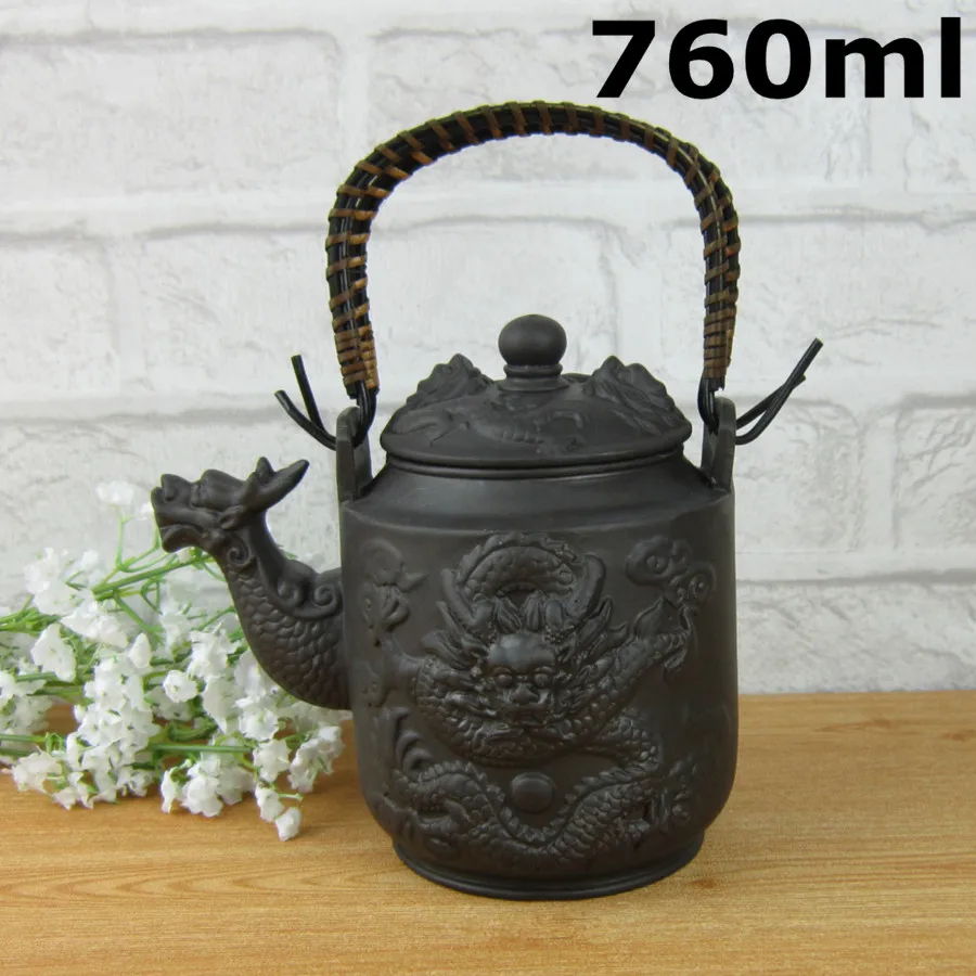 

Hot Sale 760ml Chinese Large Teapot Dragon Handmade Tea Sets Yixing Kung Fu Pot Set Genuine Clay Ceramic Porcelain Kettle