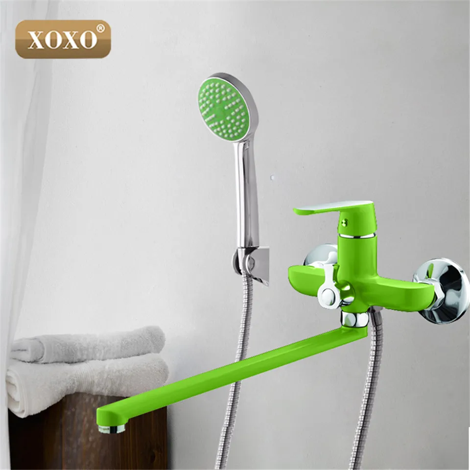 XOXO أنبوب مخرج حمام دش صنبور النحاس الجسم سطح رذاذ الطلاء الأخضر دش 20020R/20030GR/20010 W