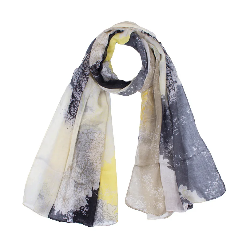 2017 Новая мода желтый кешью Пейсли печати женские летние длинные шарфы пляж