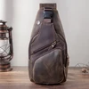 Hot Sale Men Crazy Horse Leather Casual Fashion Triangle Chest Sling Bag 8