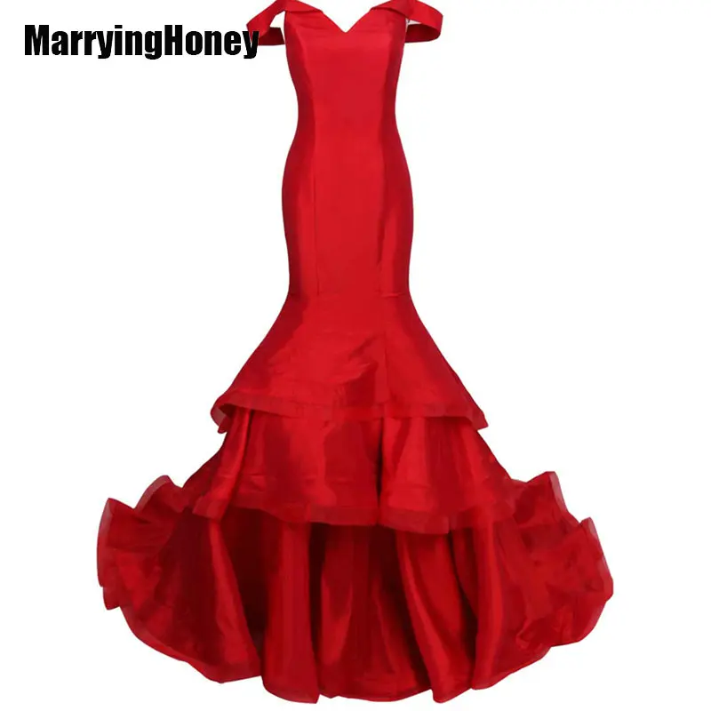 

New Mermaid Off-shoulder Women Formal Party Evening Gowns Vestido De Robe Trumpet Long Wedding Prom Ball Gown Custom Made