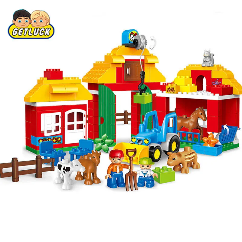 

GETLUCK 1005 Happy Farm Large Blocks Happy Zoo With Animals Building Blocks Set For Kids DIY Gifts Compatible Duploe Baby Toys