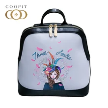 Coofit Симпатичные мини-рюкзак для девушки женщины мультфильм с цветочным принтом из искусственной кожи Bagpack для детей Женский Путешествия Bagpack рюкзак
