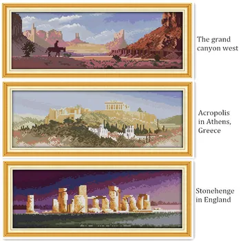 

Free National Landmarks 11CT 14CT DMC Counted Cross Stitch Kits For Embroidery DIY Cross Stitch Needlework Home Decor Crafts Set