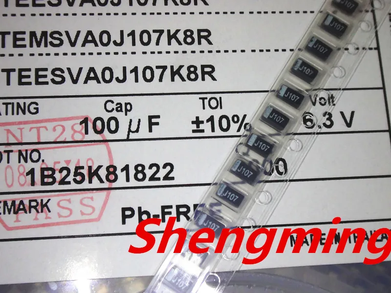 100 шт. танталовые конденсаторы SMD 1206 6 3 В мкФ 107J J107 A3216 A type 10% | Электронные