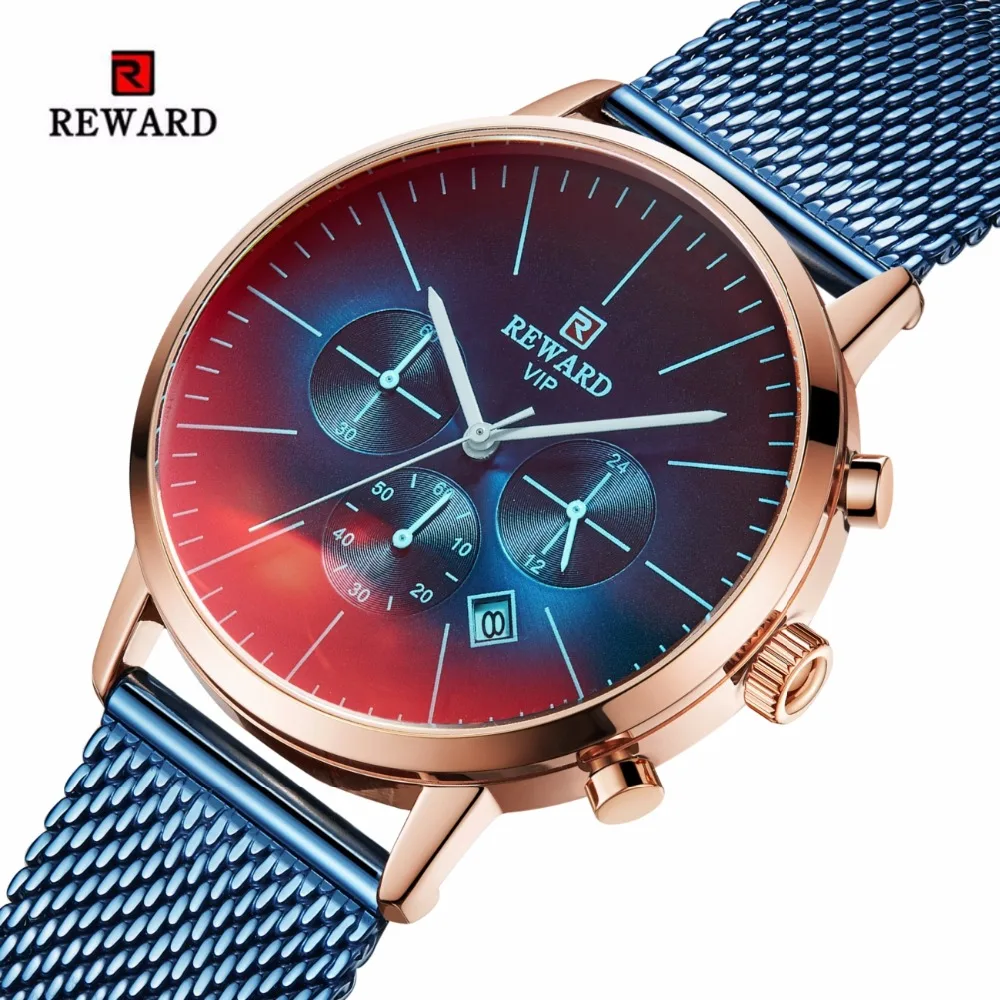 Tanie Nagroda zegarek Top marka luksusowy chronograf męski zegarek moda kolorowe
