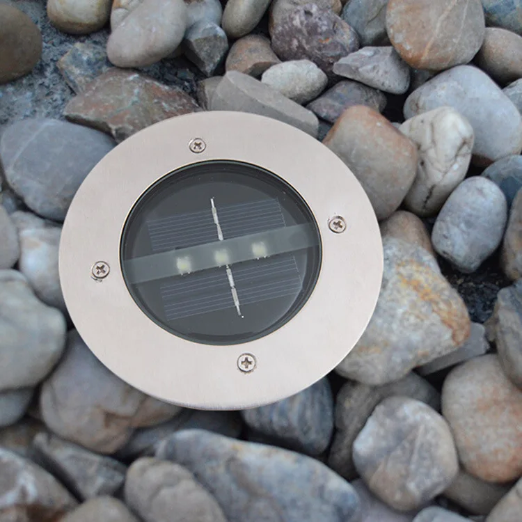 High Quality Light Control 3LED Metal Solar Underground Lamps Lawn Lamp