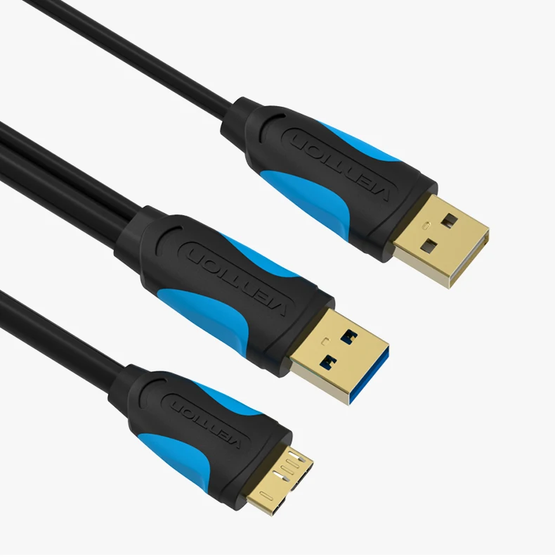 Vention Micro USB 3,0 Dual USB с кабелем питания папа-папа супер скорость 5 Гбит/с Синхронизация данных USB кабель для HD samsung телефон