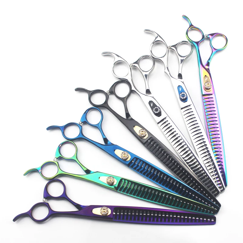 9.0 inch pet hairdressing scissors fish bone cut high-grade pet scissors JP440C material