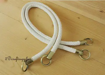 

Crochet PU leather handles purse handles a pair white 25 inch K25