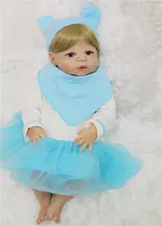 22 "55 см реальный полный силиконовые возрождается младенцы куклы Новорожденные светлые волосы девушки кукла Bebe игрушки Reborn bonecas Brinquedos