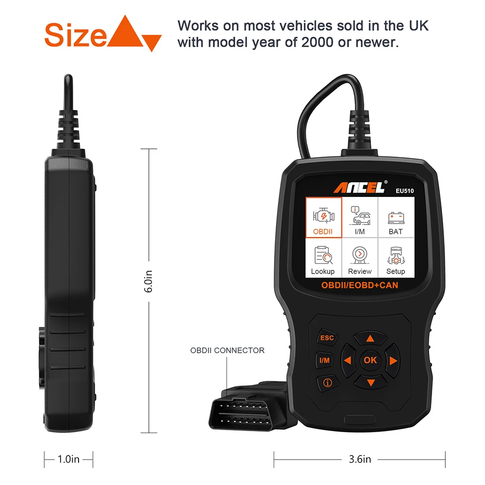 Ancel EU510 OBD2 сканер для Citroen, peugeot, renault 15 язык код двигателя ридер OBD ODB2 автомобильный диагностический инструмент