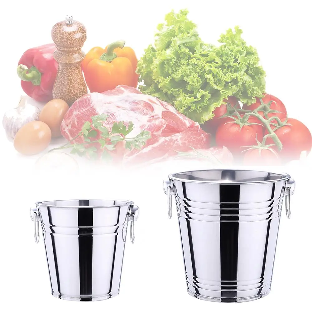 

New Stainless Steel Portable Ice Bucket Beer Dual Round Handles Ice Bucket Cooler