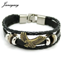 Janeyacy панк браслет с фигуркой орла Мужские Ювелирные кожаные браслеты для женщин модные лучшие любовь навигация подарки
