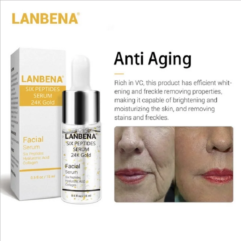 3/6pcs LANBENA Hyaluronic Acid Serum Six Peptides 24K Gold Vitamin C Serum Anti-Aging Moisturize Skin Care Whitening Brighten 3/6pcs LANBENA Hyaluronic Acid Serum Six Peptides 24K Gold Vitamin C Serum Anti-Aging Moisturize Skin Care Whitening Brighten