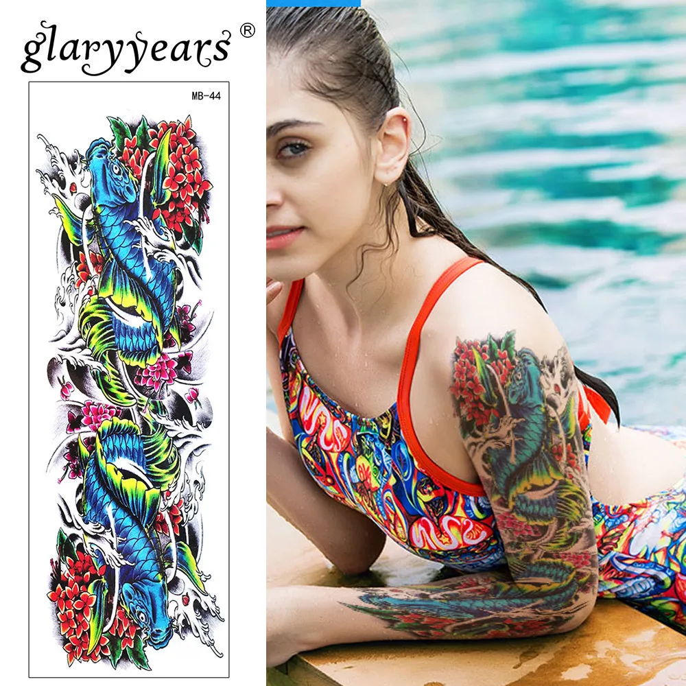 Временная тату наклейка Glaryyears на большую руку Красочная искусственная