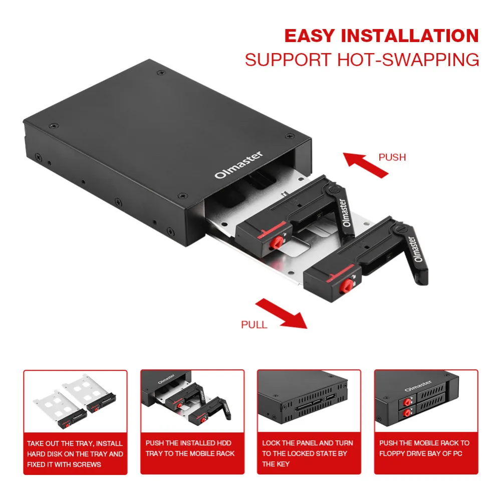 OImaster Внутренний двойной отсек 2," SATA HDD/SSD Mobile Rack для 3,5" отсек гибких дисков ПК