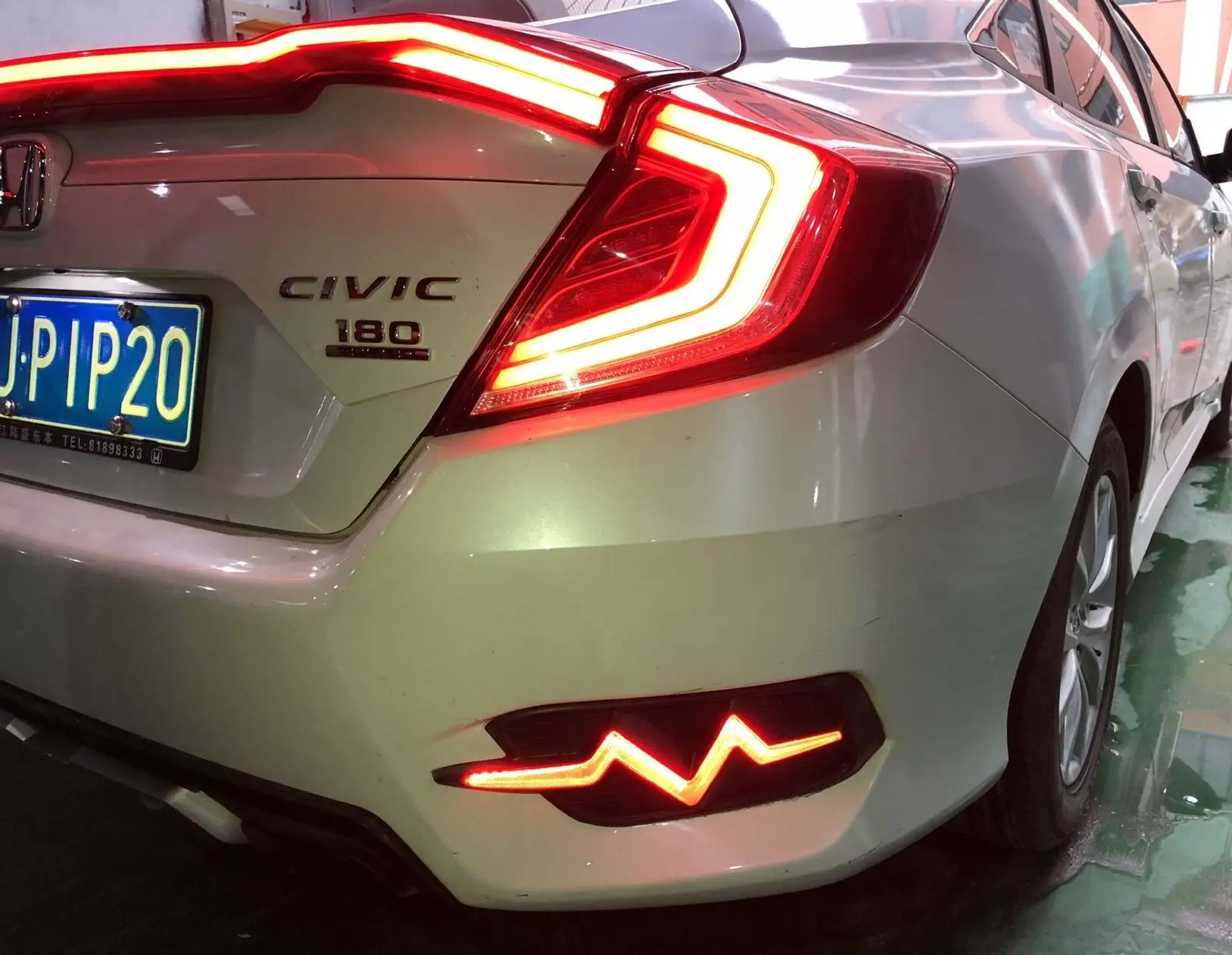 Фсветильник заднего бампера сердцебиения для Honda Civic 2016 2017 2018 красный