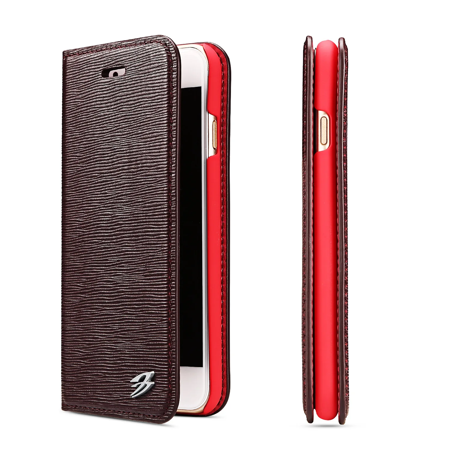 

Genuine Leather Cover For iPhone 6 6S 7 8 Plus Flip Case Magnetic Close Card Pocket Famous Brand Top Quality Kickstand Business