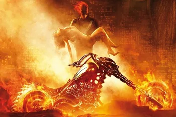 

ghost rider dark comics games evil fire love romance chopper motorcycles art skull 4 Sizes Home Decoration Canvas Poster Print