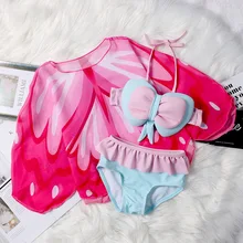 Новинка; купальный костюм с бабочкой для маленьких девочек; комплект бикини с бантом; купальный костюм