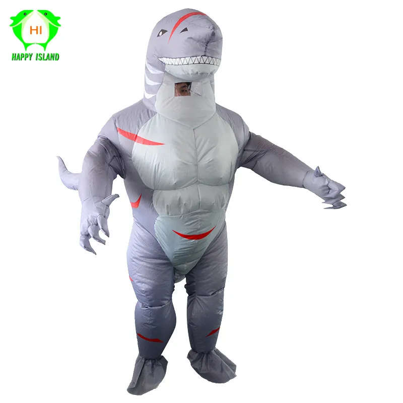 

Purim Halloween Inflatable Shark Costume Blue Fish Carnival Cosplay Party Animal Shark Costume Women Men Adult Suit Fan Operated