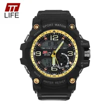 TTLIFE Men Sports Military Analog Digital Watch Waterproof Stop Watch LED Display Watch Alarm Back Light Quartz Wristwatch TS19