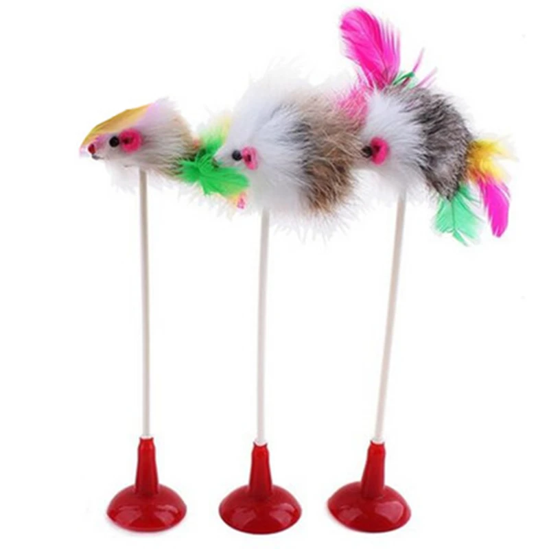

1pcs Cat Sucker Toy Mouse cat toys interactive Pet Toys With Feather Tails 20CM Length Kitten cats products for pets