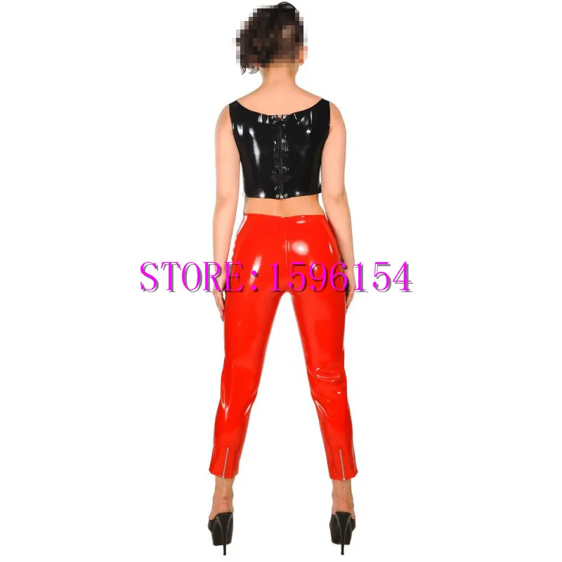 Модные женские латексные штаны, повседневные красные латексные брюки, сексуальные тонкие резиновые штаны с молнией спереди, большие размеры, горячая распродажа