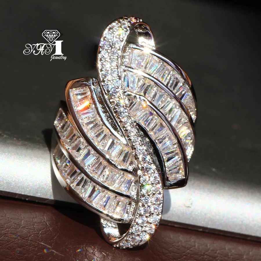 Silver Ring 6.8 CT Princess Cut White Zircon Engagement Wedding Rings For Woman