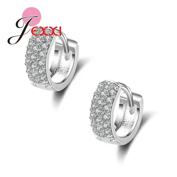 

Best Gifts Bridal Wedding Jewelry Silver Circle Full Cubic Zirconia Stone Pendant Earrings for Women Bijoux