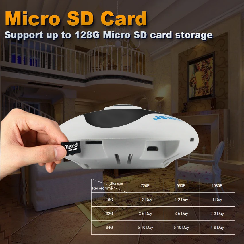 Smar 960P 3D VR WI-FI Camera 360 Degree Panoramic IP Camera 1.3MP FIsheye Wireless Wifi Smart Camera TF Card Slot Home Security