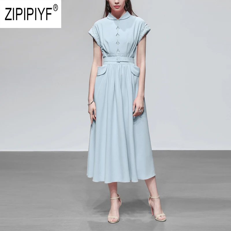 

Simple Design Women Summer Long Dresses Square Neck Short Sleeve High Waist Lace Patchwork Maxi Dresses Casual Dresses Z1205