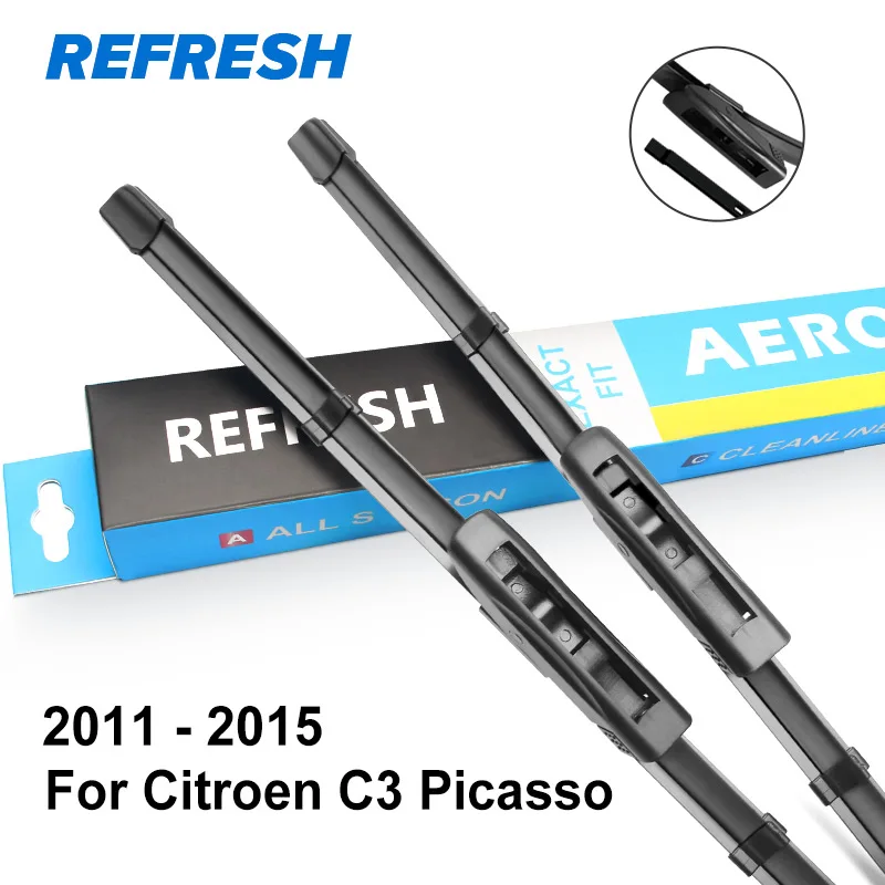 REFRESH Щетки стеклоочистителя для Citroen C3 Picasso 2" и 16" Fit Push Button / Bayonet Arms 2008 2009 2010 2011 2012 2013 - Цвет: 2011 - 2015