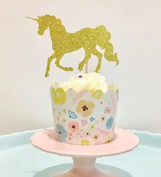 

Glitter Unicorn kids birthday cupcake toppers baptism Christening party decoration doughnut food picks glitter