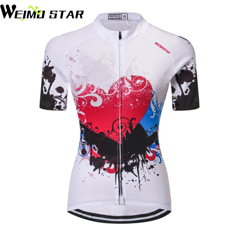 

WEIMOSTAR Pro Team MTB Summer Women's Ropa Ciclismo Cycling Clothing Sports Cycling Jersey Bike Shirt Pink Heart Size: S-XXXL
