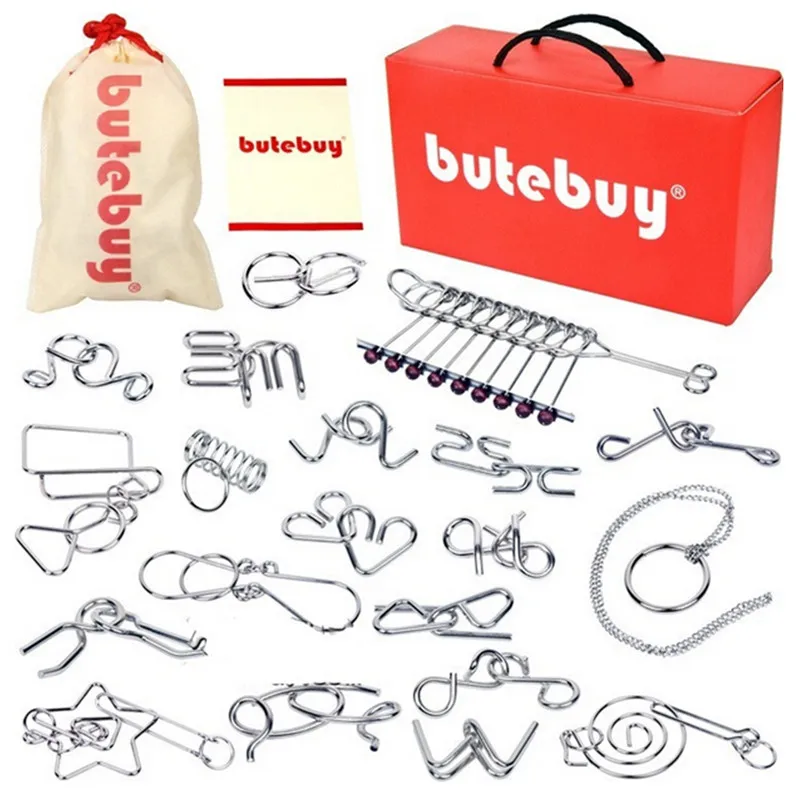 

20 PCS/Set IQ Brain Teaser Disentanglement Metal Wire Puzzles Game Toy Solution for Adults Children's Birthday Gifts