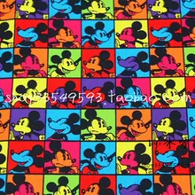 50*140 см мультфильм цвет решетки Микки Мышь Швейные шелковой ткани хлопка ребенок Handmade Материал ткань для шитья, пэчворка